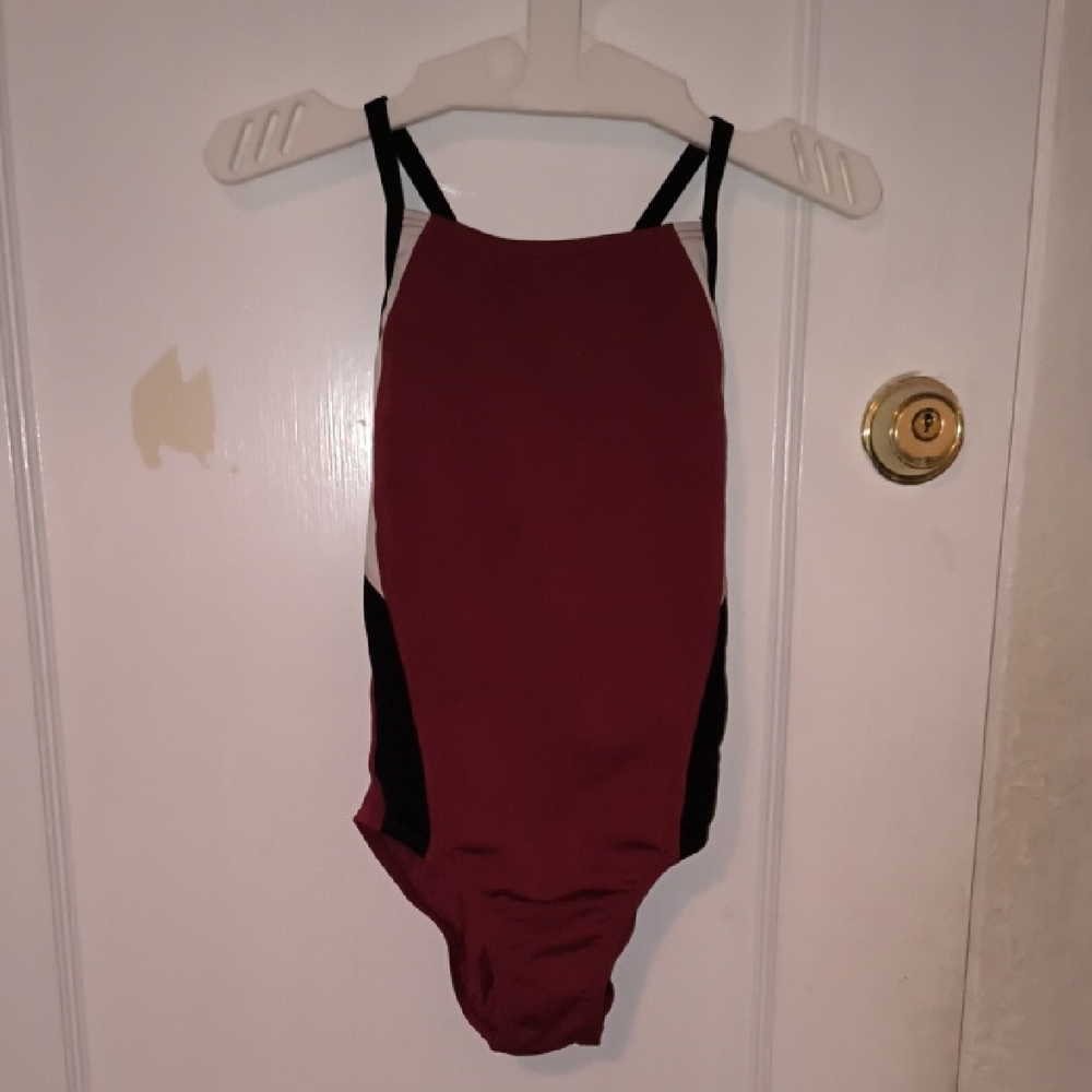 NWT Speedo | Kids Burgundy and Black One Piece Swimsuit